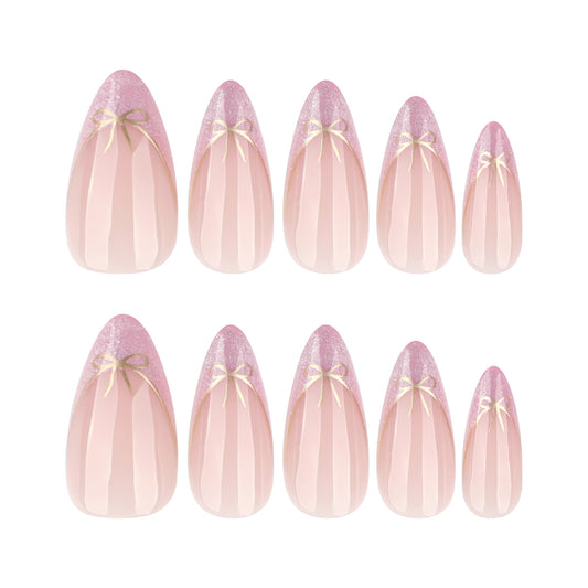 Pink Cat Eye with Glitter Gold Bow JP4262 Veloura Nails