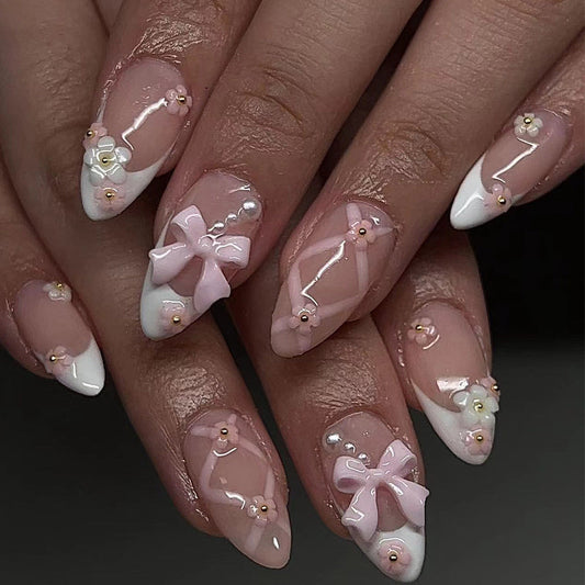Pink Bow Veloura Nails
