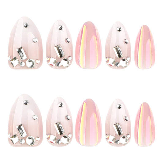 Luxury 3D Jeweled Chrome Press-on Nails JP4064