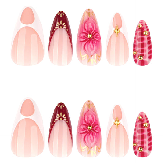 3D Floral Blush Nails JP4211