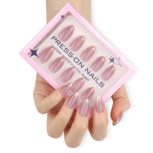 French Ombre Pearl Gold Glitter Press-On Nails GD31