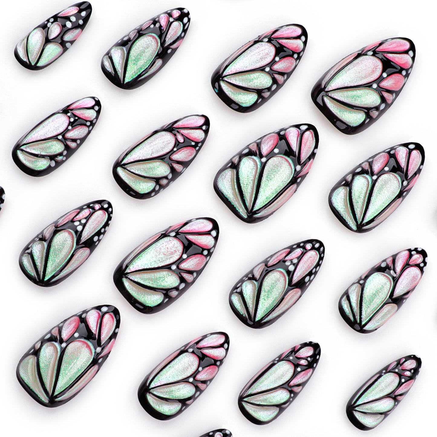 3D Butterfly Iridescent Press-on Nails JP3506