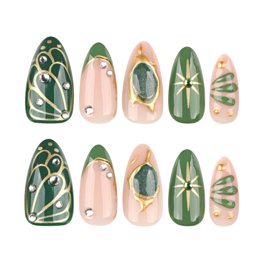 Handmade 3D Textured Bohemian Press-on Nails JP3996