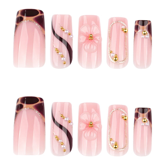 Classic French Manicure with Amber Tortoise & Webbing JP4280