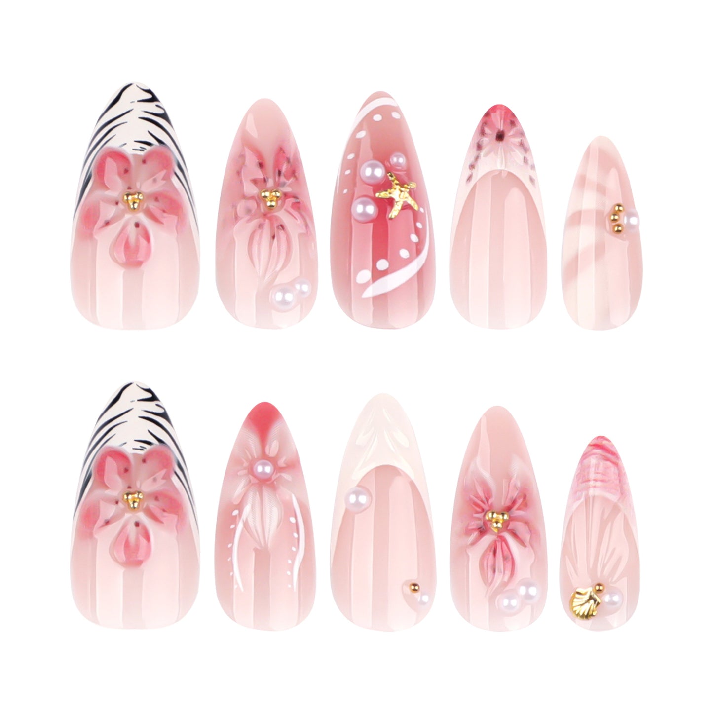 Handmade 3D Sculpted Flower Press-on Nails JP4076
