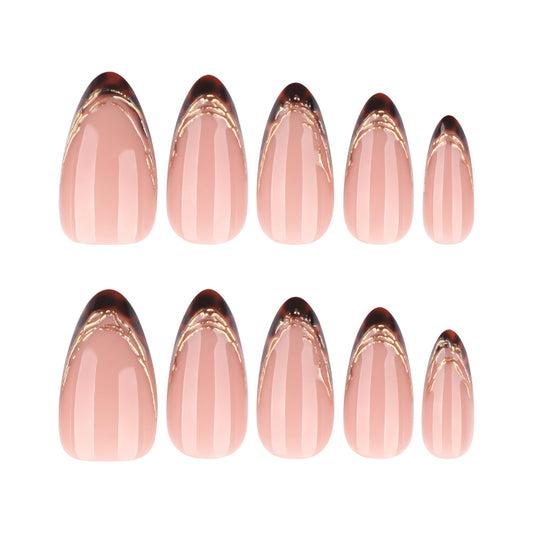 Textured Brown Blush French Nails JP4168