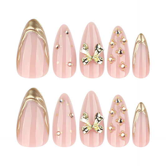 3D Gold Bow with Crystal Studs JP4314