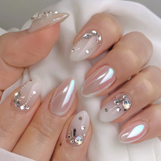 Luxury 3D Jeweled Chrome Press-on Nails JP4064