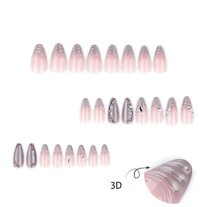 French Light Cat Eye 3D Water Ripple Nails  JP4231
