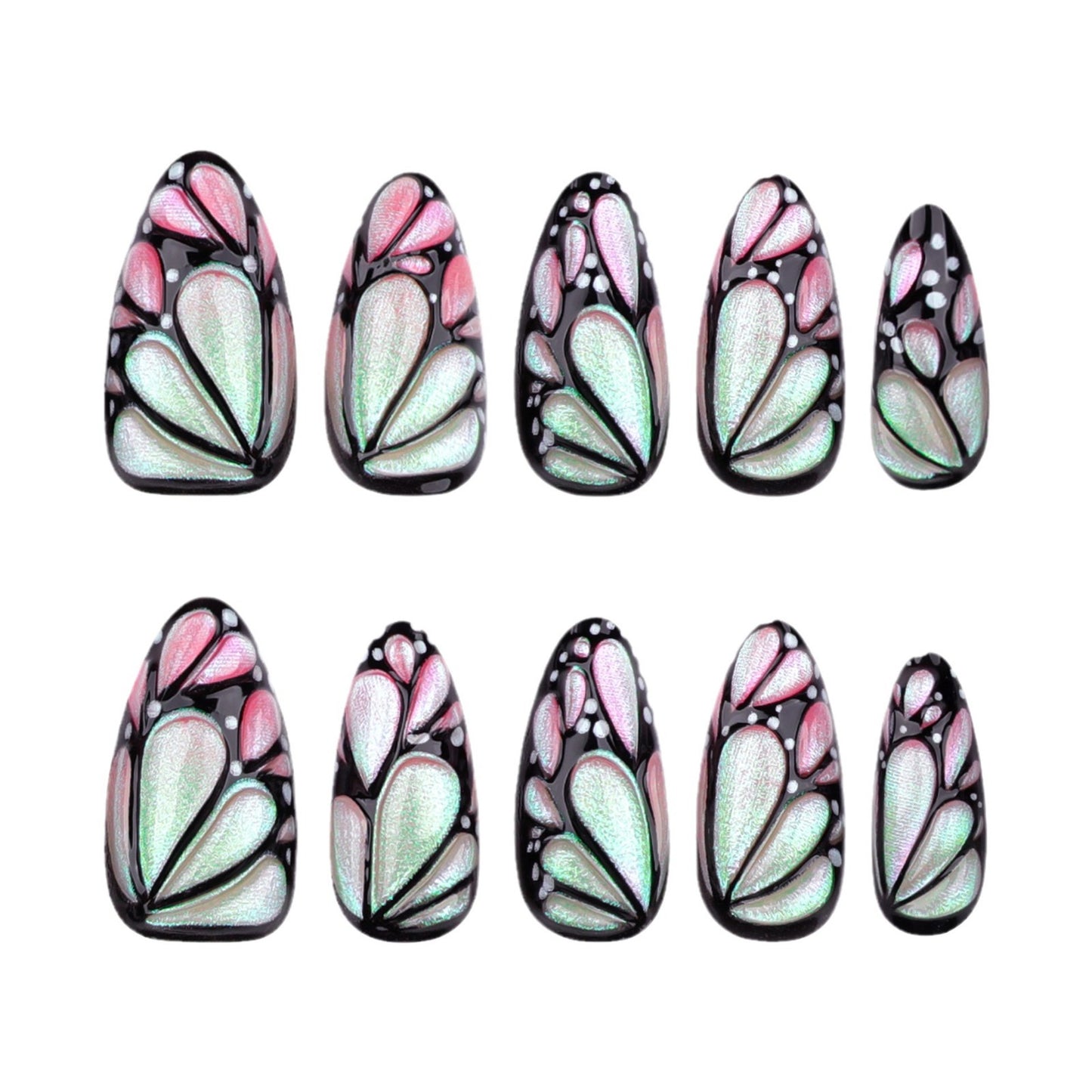3D Butterfly Iridescent Press-on Nails JP3506