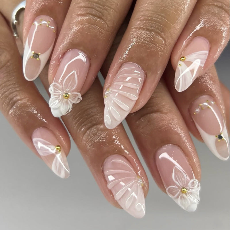 Handmade 3D Sculpted Flower Press-on Nails JP3855