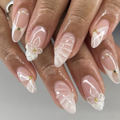 Handmade 3D Sculpted Flower Press-on Nails JP3855