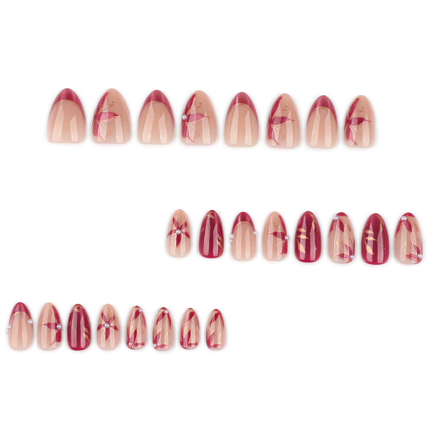 Leaf and Flower Cat Eye Nail Art  JP4310