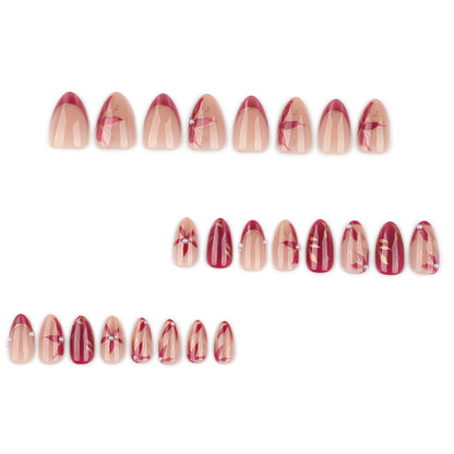 Leaf and Flower Cat Eye Nail Art  JP4310