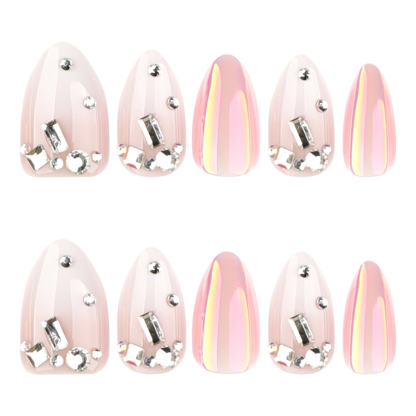 Luxury 3D Jeweled Chrome Press-on Nails JP4064