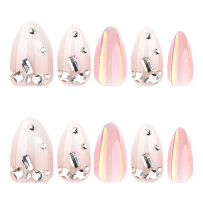 Luxury 3D Jeweled Chrome Press-on Nails JP4064