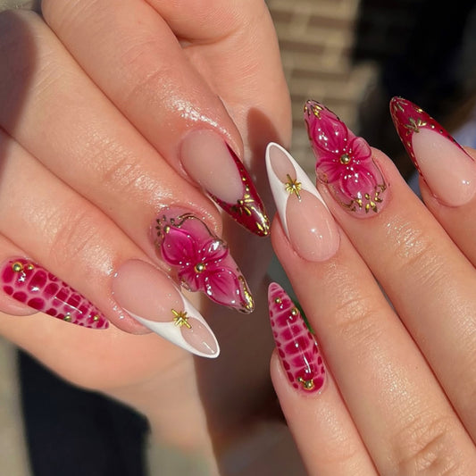 3D Floral Blush Nails JP4211