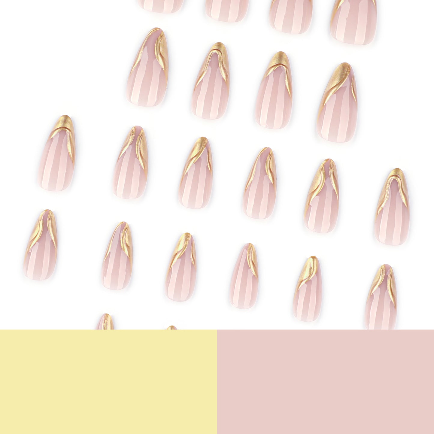 3D Textured Gold Metallic French Tip Press-on Nails JP3877