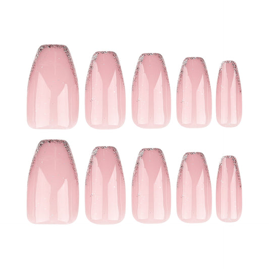 Ballet Nude Pink French Glitter Veloura Nails