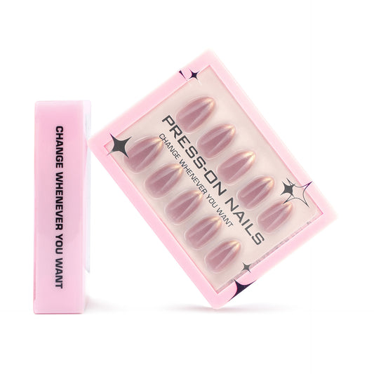 French Ombre Pearl Gold Glitter Press-On Nails GD31