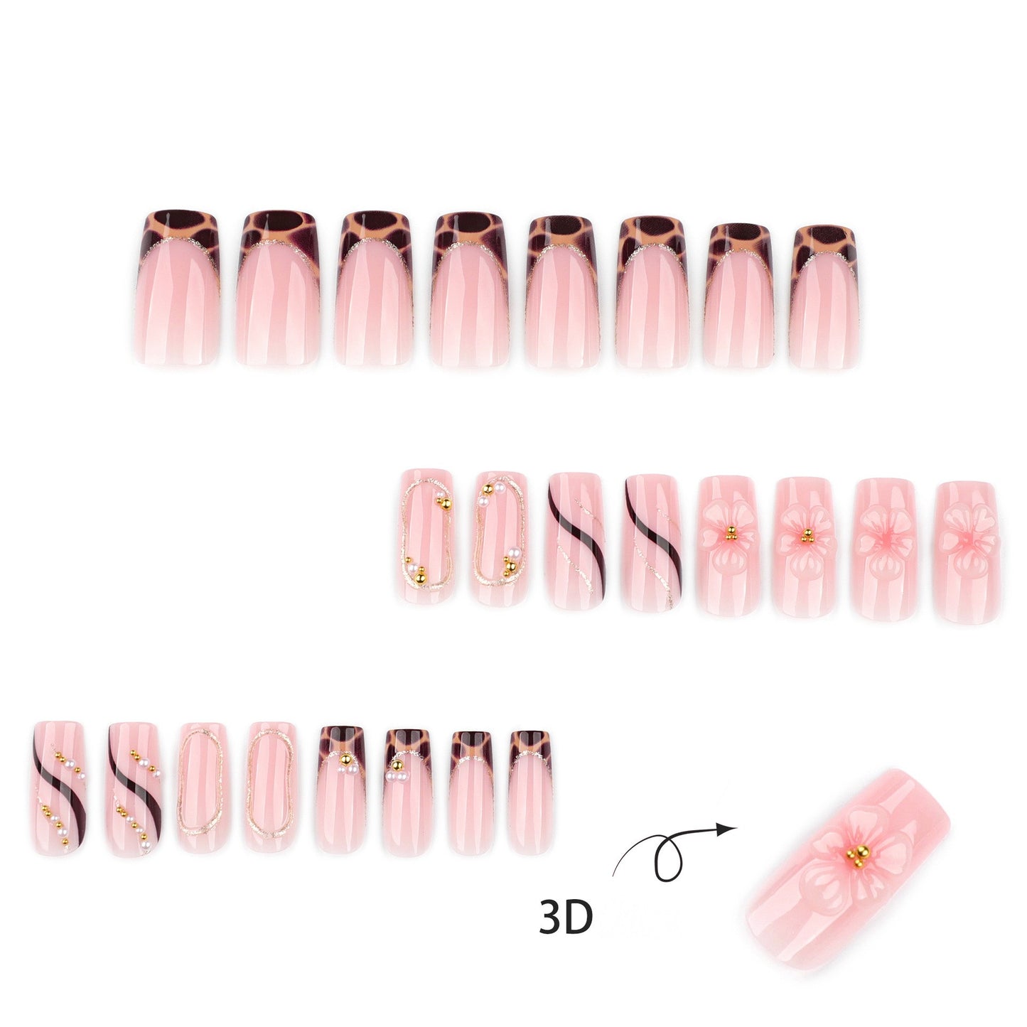 Classic French Manicure with Amber Tortoise & Webbing  JP4280