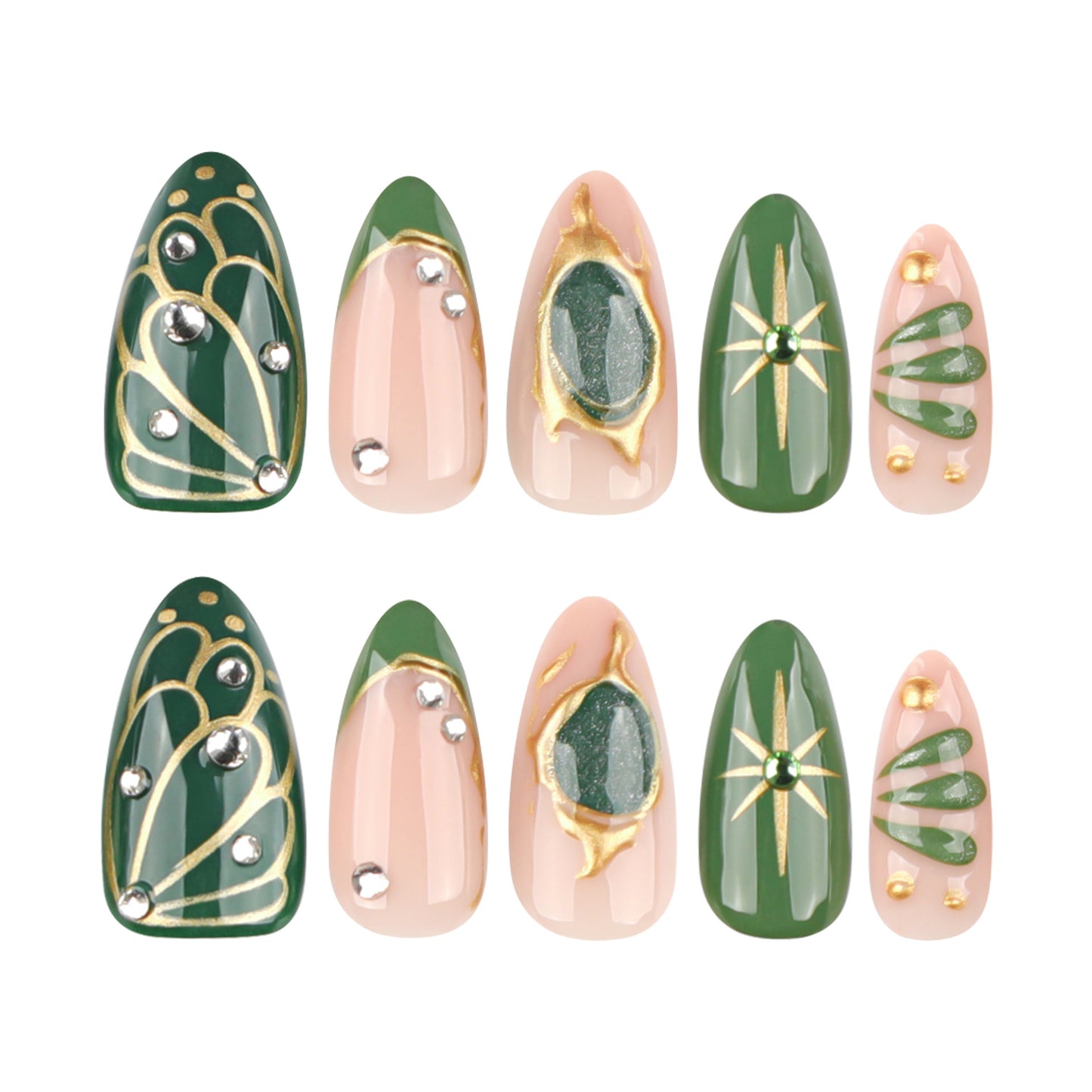 Handmade 3D Textured Bohemian Press-on Nails JP3996