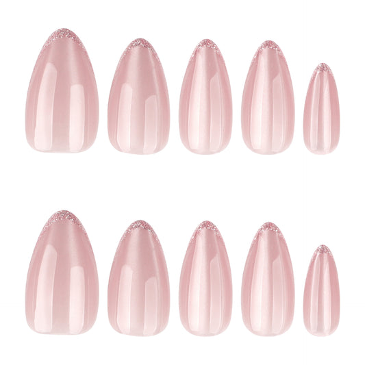 Soft French Glitter Nails JP4189