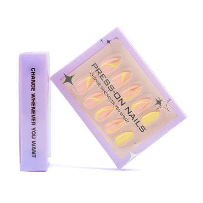 Solid Color French Press-On Nails GD08