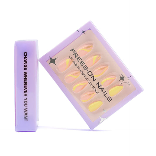 Solid Color French Press-On Nails GD08