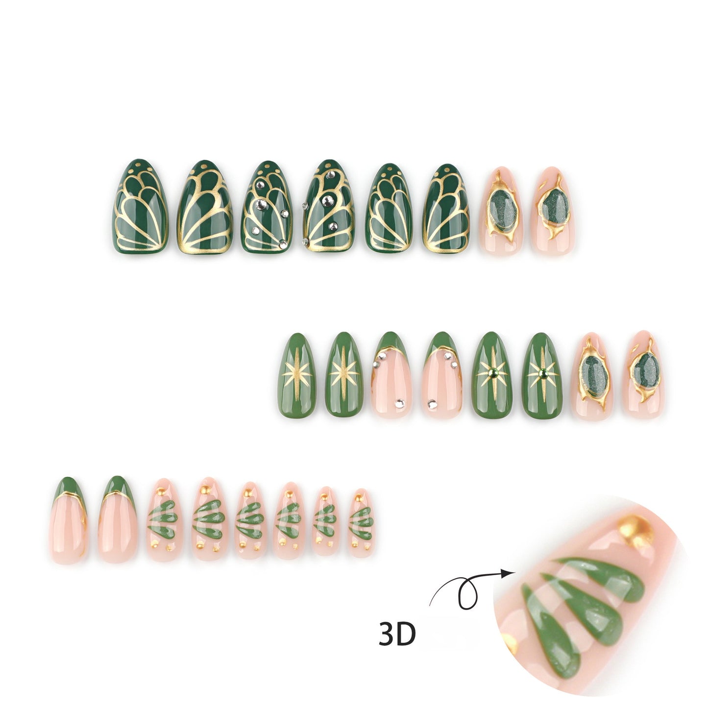 Handmade 3D Textured Bohemian Press-on Nails JP3996