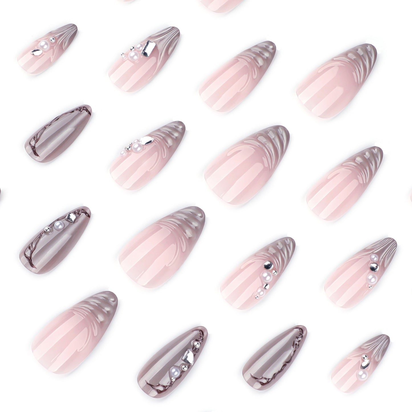French Light Cat Eye 3D Water Ripple Nails  JP4231
