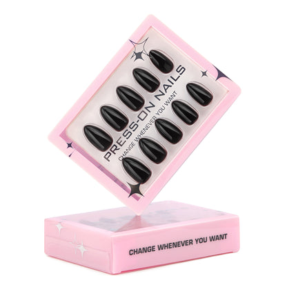 Solid Black Press-On Nails GD43