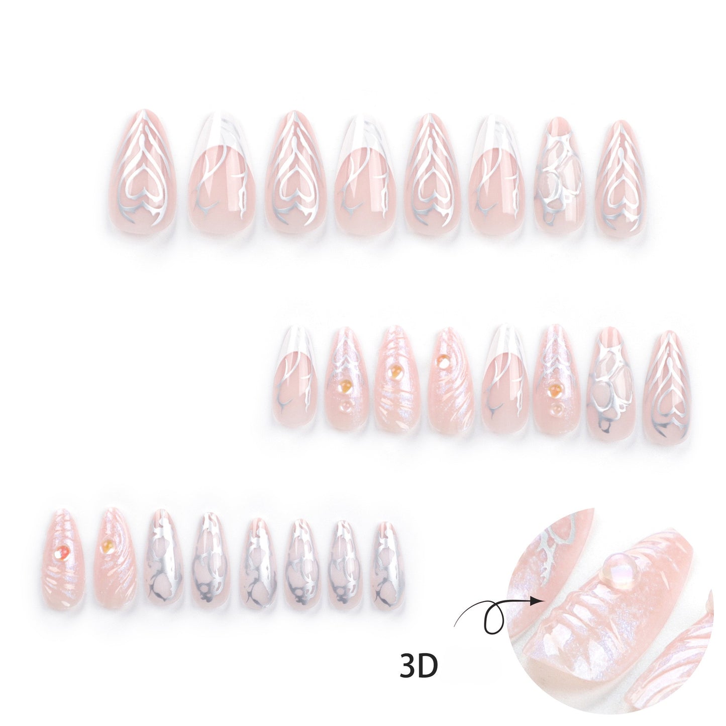 Handmade 3D Sculpted Water Ripple Press-on Nails JP2786