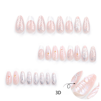 Handmade 3D Sculpted Water Ripple Press-on Nails JP2786