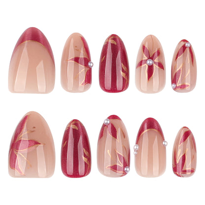 Leaf and Flower Cat Eye Nail Art  JP4310