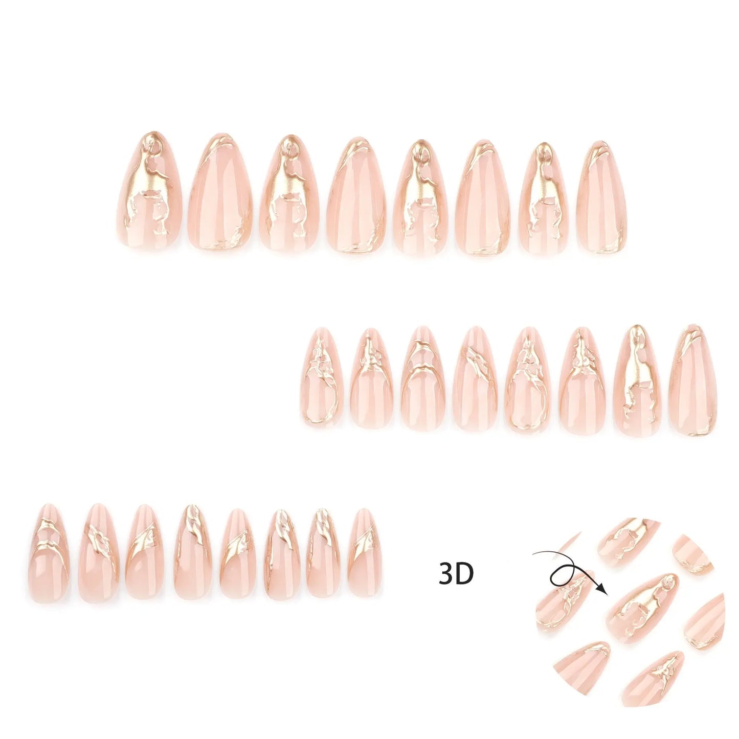 New Simple 3D Gold Paste Veloura Nails