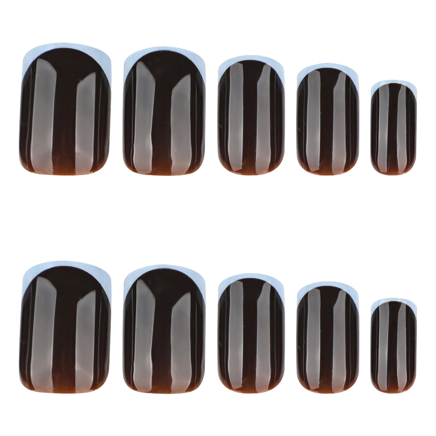 French Light Gray Blue & Brown Tone Nails JP4180