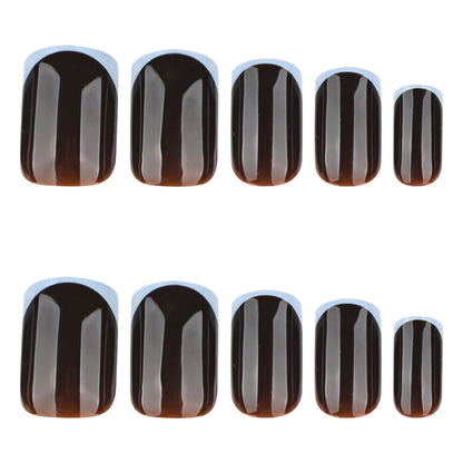 French Light Gray Blue & Brown Tone Nails JP4180