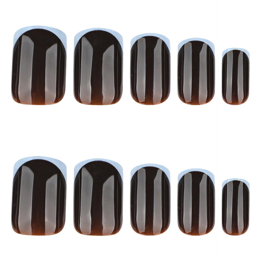 French Light Gray Blue & Brown Tone Nails JP4180