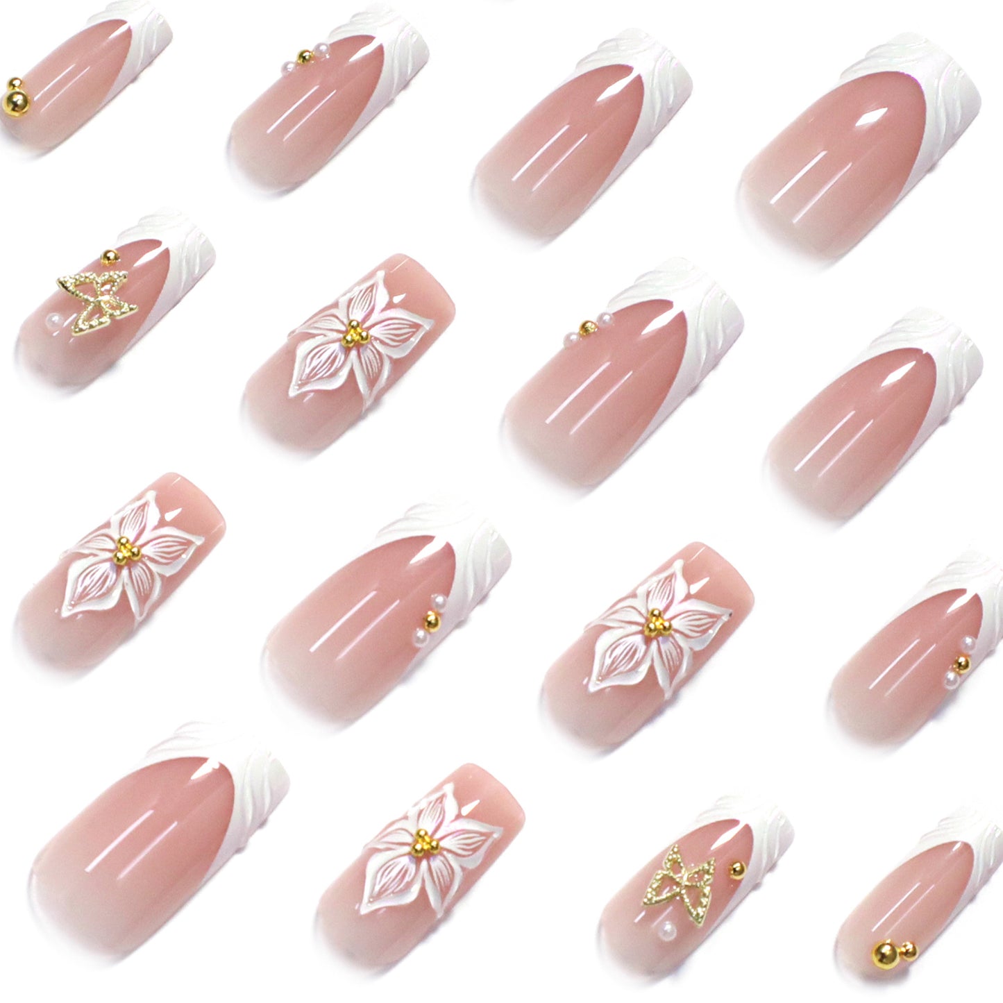 French 3D Flower Nail Art JP4306