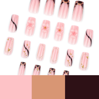 Classic French Manicure with Amber Tortoise & Webbing  JP4280