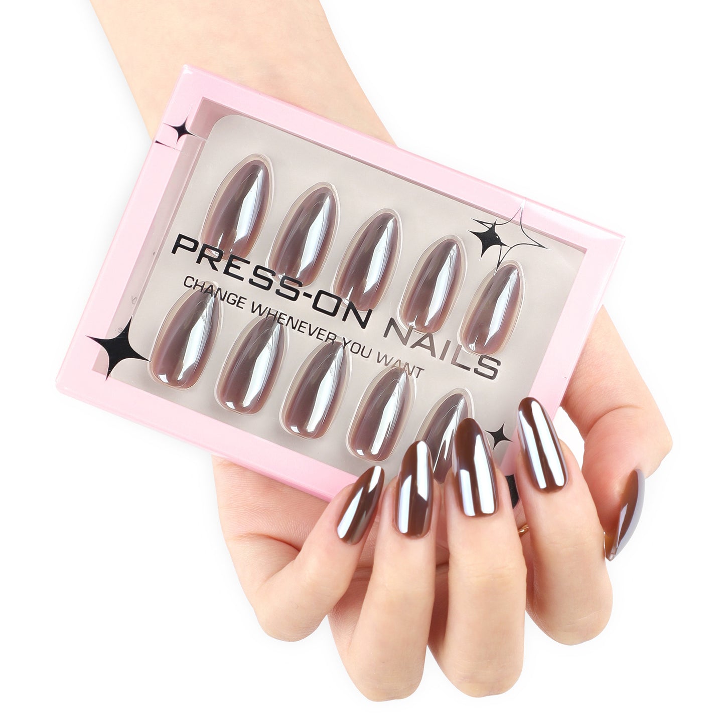 Minimalist Brown Solid Press-On Nails GD61