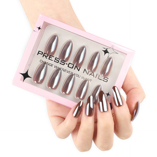 Minimalist Brown Solid Press-On Nails GD61