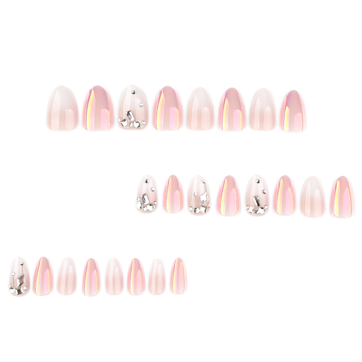 Luxury 3D Jeweled Chrome Press-on Nails JP4064