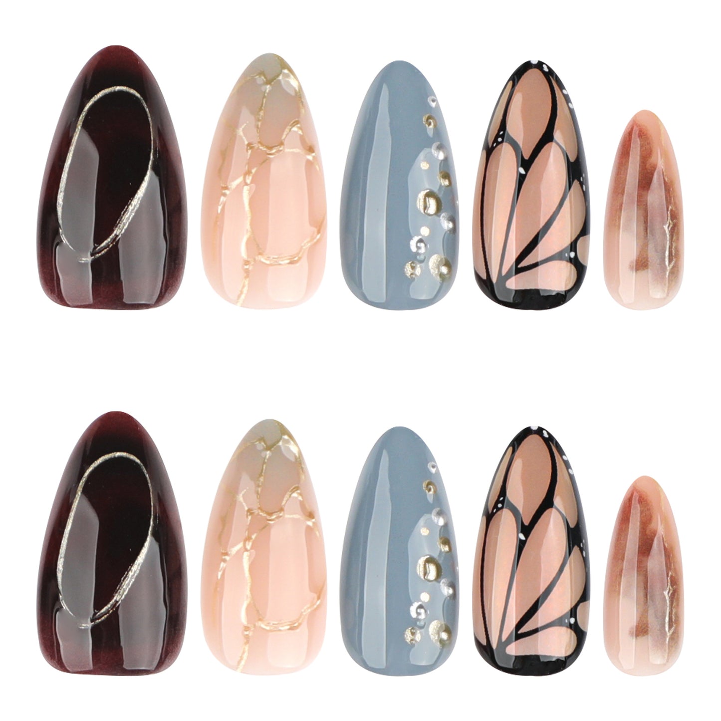 Handmade 3D Sculpted Pearlescent Press-on Nails JP4118