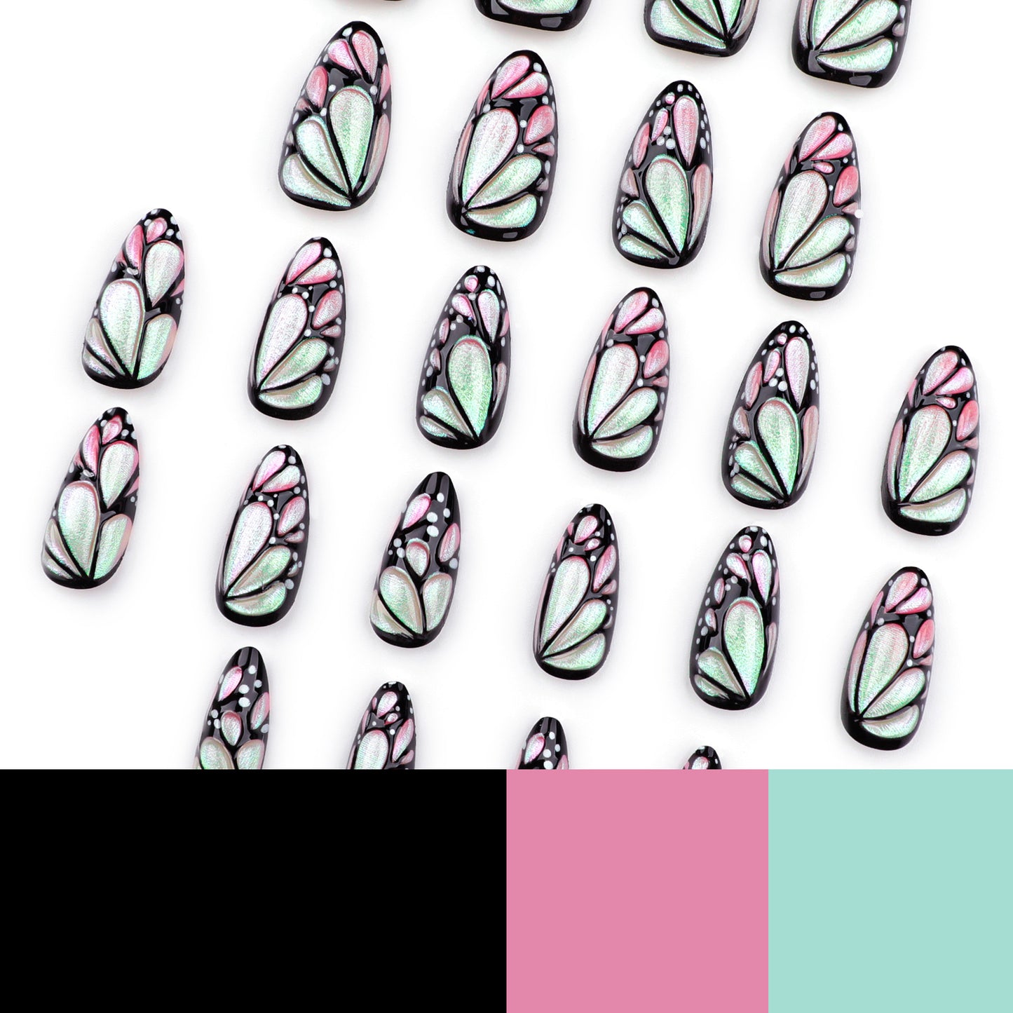 3D Butterfly Iridescent Press-on Nails JP3506