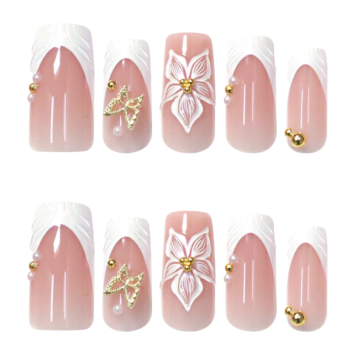 French 3D Flower Nail Art JP4306
