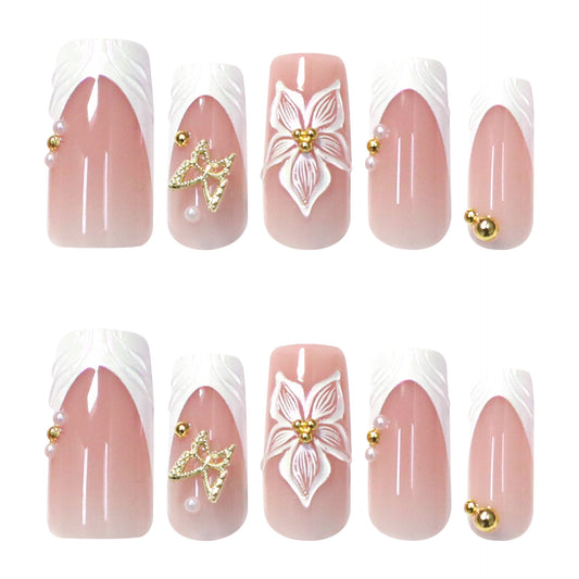 French 3D Flower Nail Art JP4306