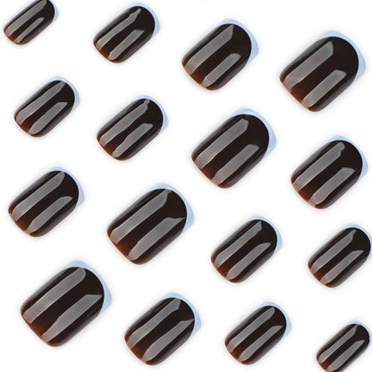 French Light Gray Blue & Brown Tone Nails JP4180