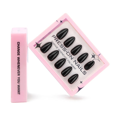 Solid Black Press-On Nails GD43